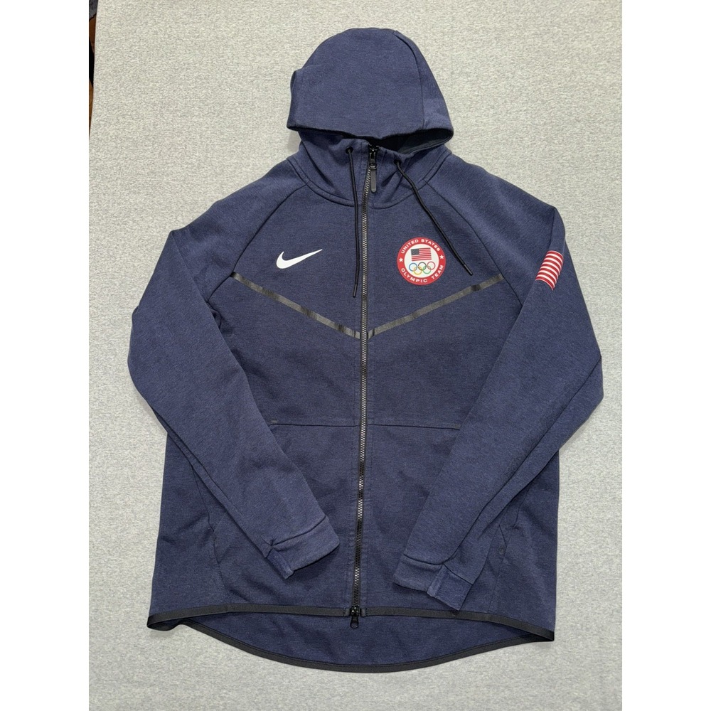Nike Men's Navy Blur Tech Fleece Team USA Olympic Hoodie Full Zip Size XL